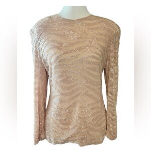 Saks Fifth Ave Elegant Beige beaded Women's Top M